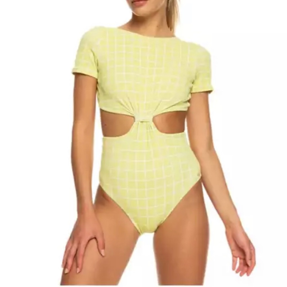 New Roxy salty shine short sleeve bathing suit upf 50